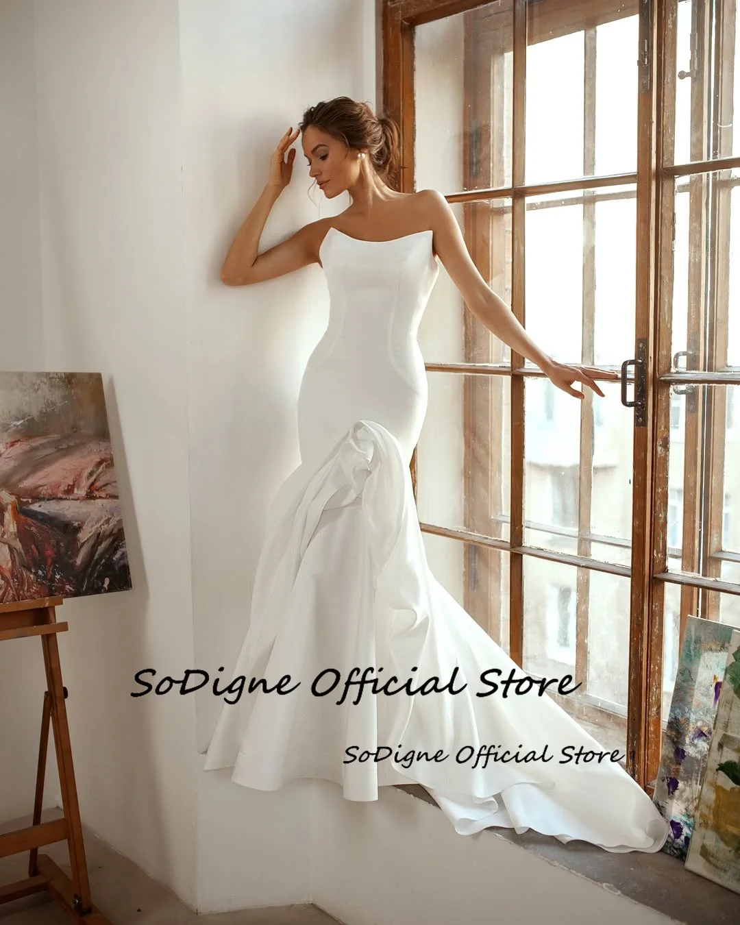 SoDigne Mermaid Satin Wedding Dress Strapless Sleeveless Bride Dresses Women Long Bridal Gowns vestidos de novia Customized 13 Sd10af6d4db2644ddbe2c429b1ebb3c3fO