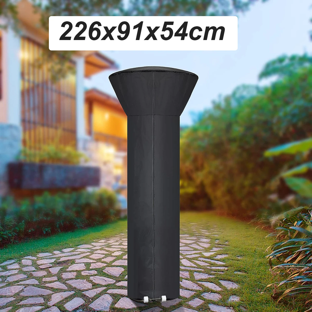 210d Terrasverwarmer Hoes Waterdichte Gaspiramide Stand-Up Tuinmeubilair Beschermer Voor Alle Doeleinden Met Rits 226X91X54Cm