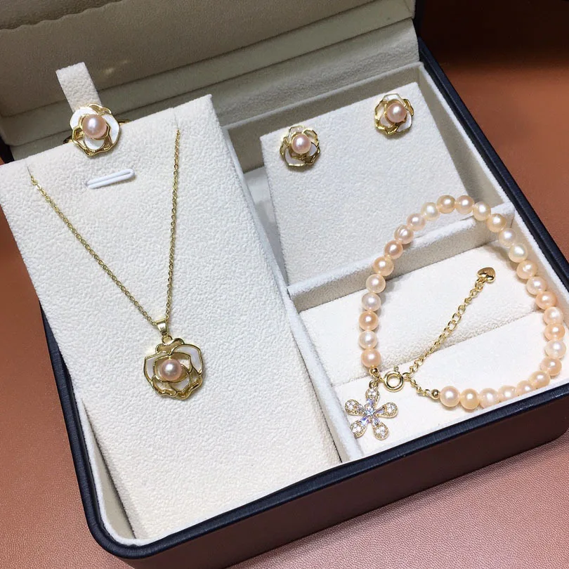 

4 шт., серьги-гвоздики с жемчугом, 5-6 мм