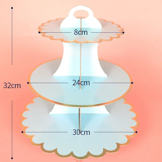 3-Rétegű Eldobható Kerek Születésnapi Cupcake Desszert Diy Papír Kézműves Állvány Kijelző Esküvői Buliak Készítése Süteményszerszámok - Image 5