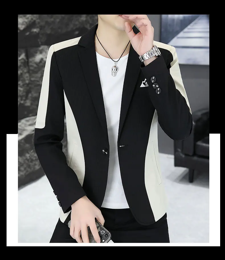 Description Picture 5 of itemThe Main Promotion of New Fashion Casual Color Pattern Small Suit Matching Personality Comfortable Handsome Men's Clothing