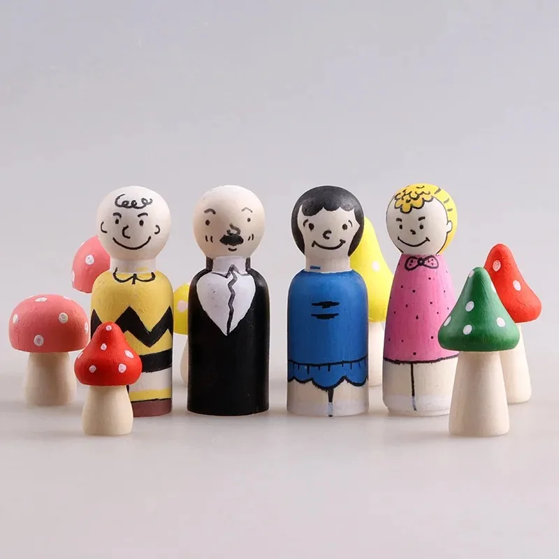 50PCS Natural Wooden Peg Dolls for DIY Painting Crafts 3