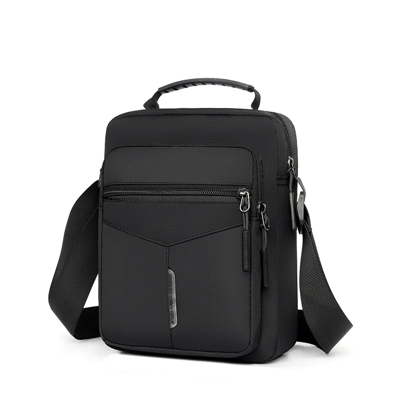 1 men's crossbody bag, zipper closed, adjustable shoulder strap, black, crossbody bag