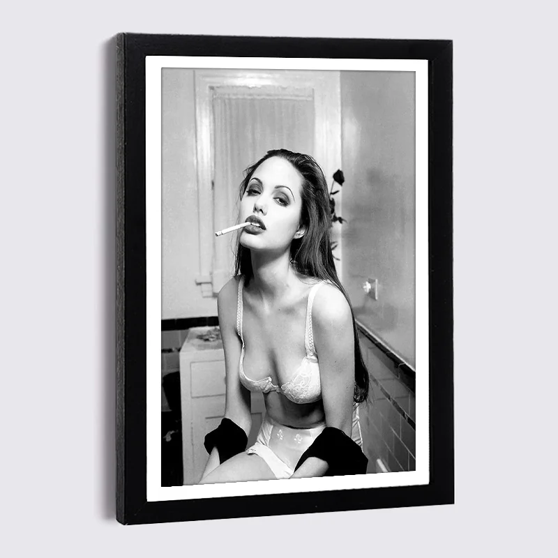 

Nordic Family Photo Frame Wall Smokes Sexy Woman Canvas Poster and Prints9x13 21x30Black Wood Frame Luxury Decor Painting Frames