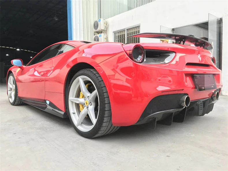 For Ferrari 488 High Quality REAL Carbon Fiber Body Side Skirt Kit Lip Splitters Spoiler - Ferrari 488 - Racext 73