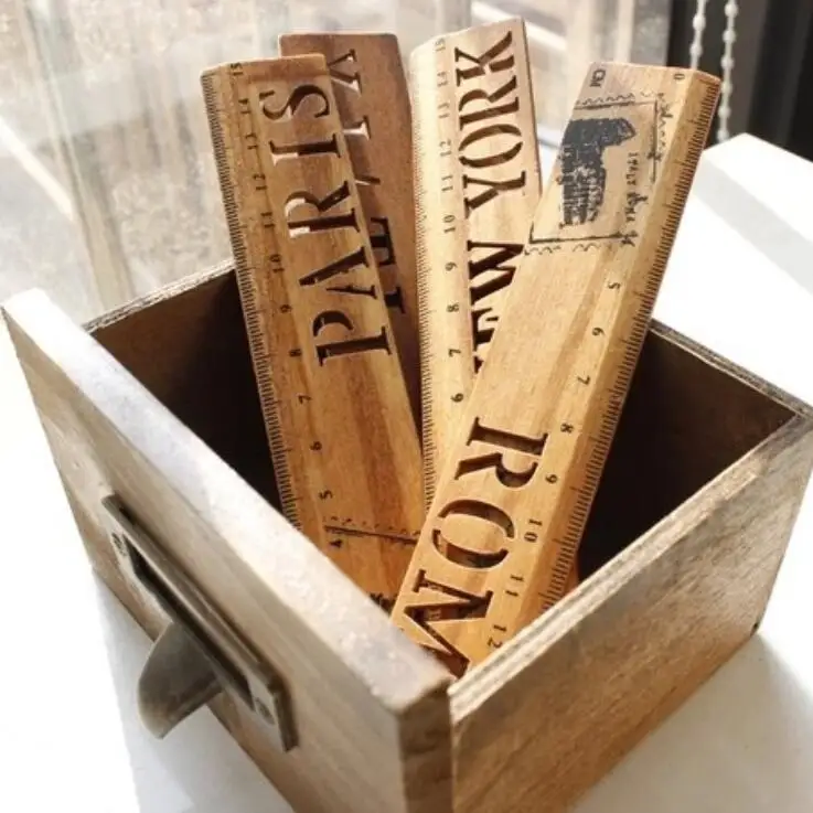 1pcs/lot NEW Cute Vintage City Hollow Wooden Ruler bookmark 15 CM straight ruler