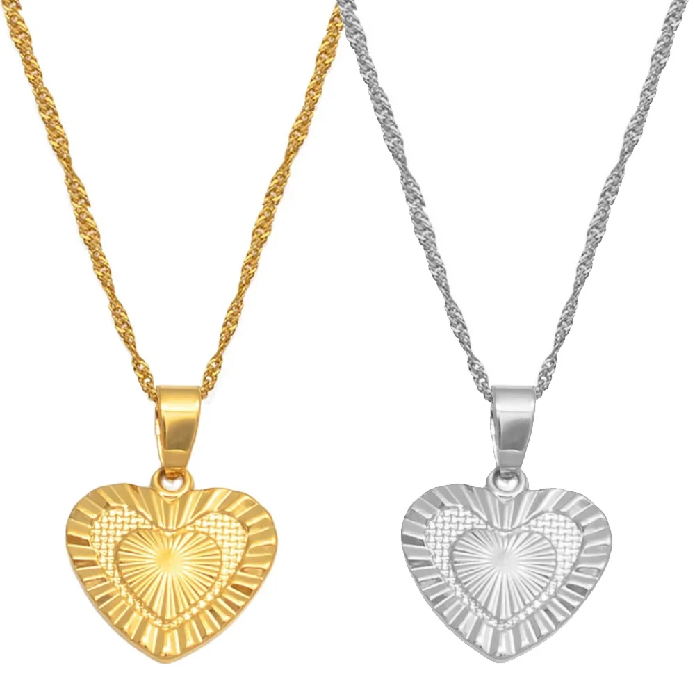 Anniyo Heart Pendant Necklaces Romantic Jewelry Gold Plated