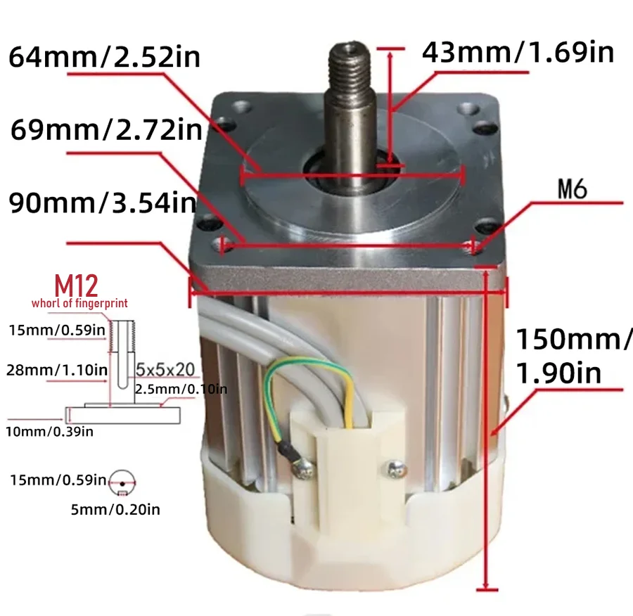 Permanent Magnet Servo Electric Control Kit Reducer Switching Brushless Motor fo