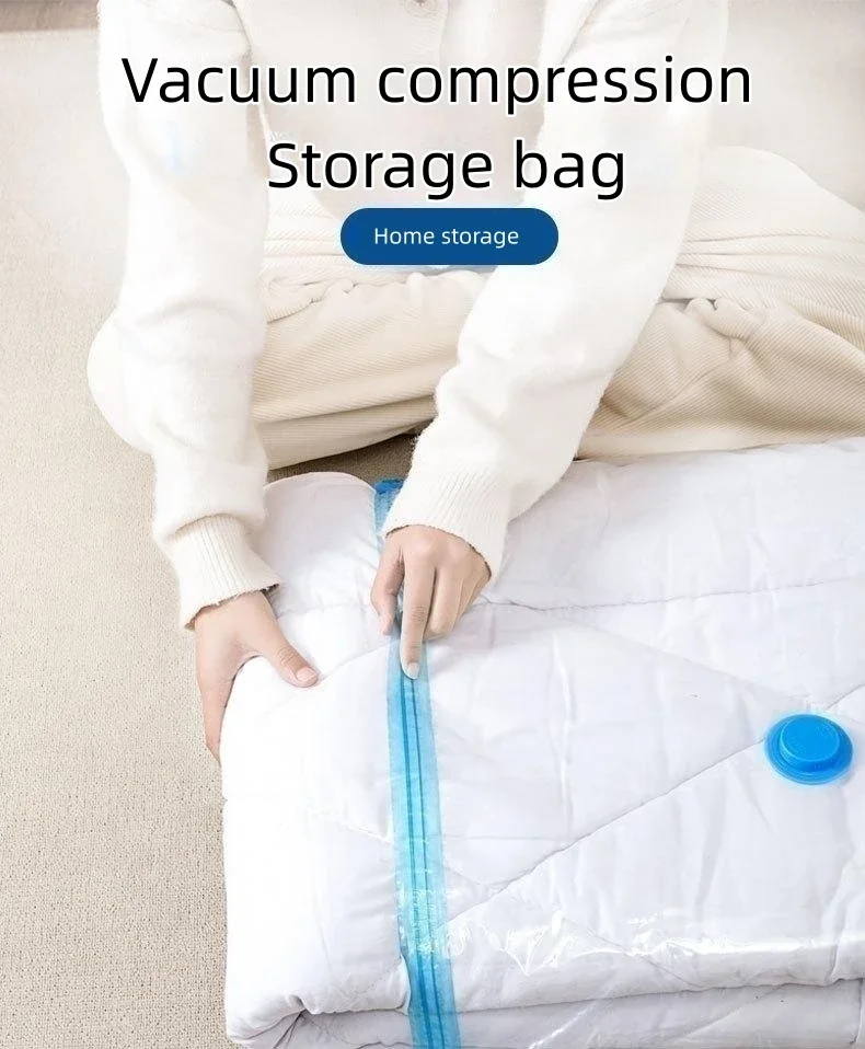 Description Picture 3 of item3-5PCS Vacuum Bag and Pump Cover for Clothes Storing Large Plastic Compression Empty Bag Travel Accessories Storage Container
