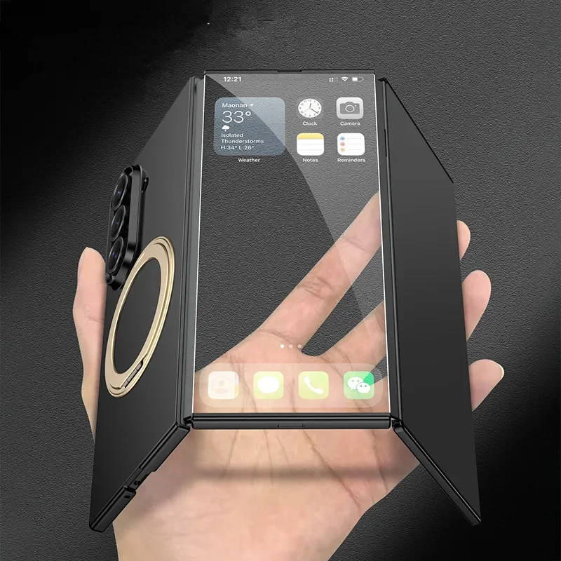 Magnetic 360° Rotating Ring Holder Case with Glass Protector