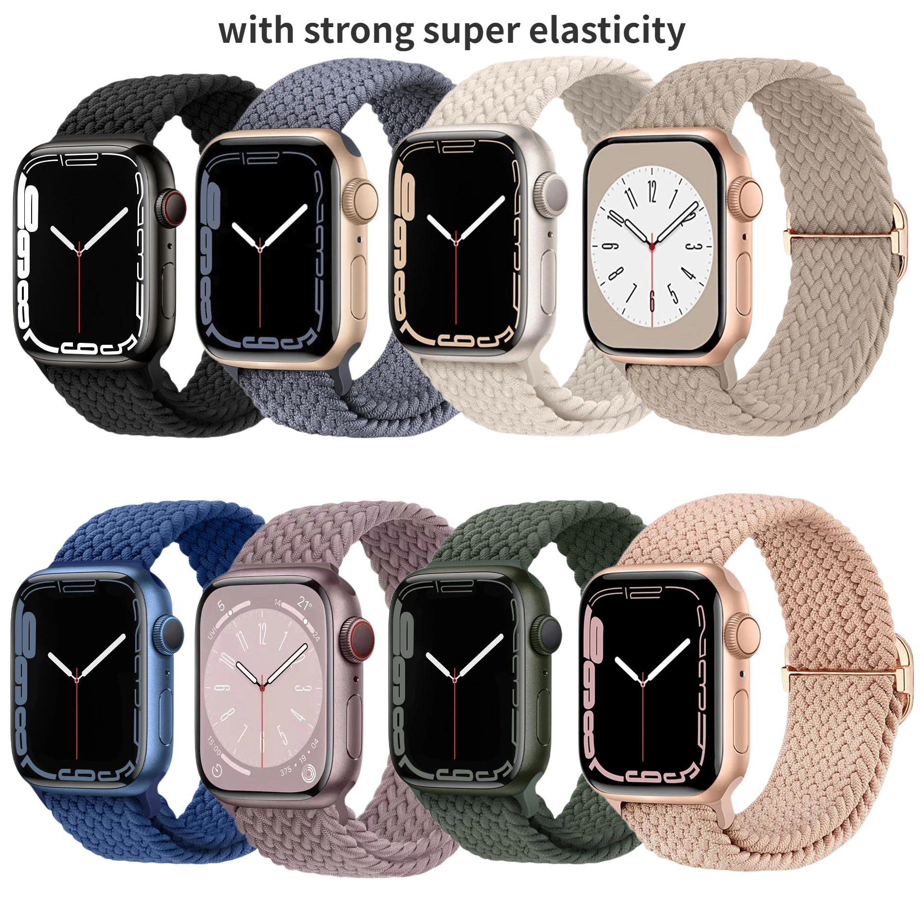8-Pack Nylon Elastic Braided Solo Loop Bands