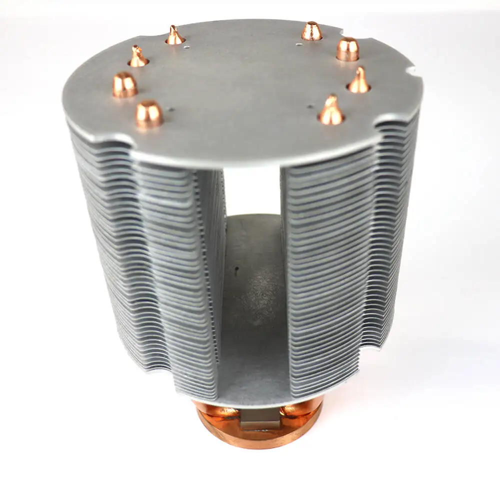 

Stacked Fin Heat Pipe Heatsink Copper Pipe Aluminum Silver Round IP65 Aluminum Sink Aluminum Heat Sink for Led