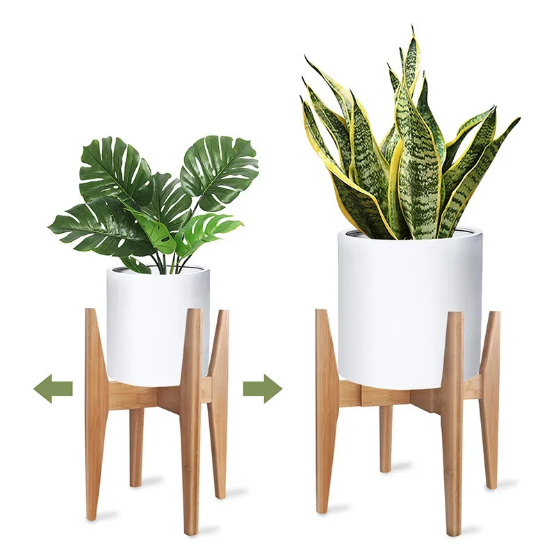 

100% Natural Bamboo Adjustable Plant Stand Modern Flower Potted Holder Rack