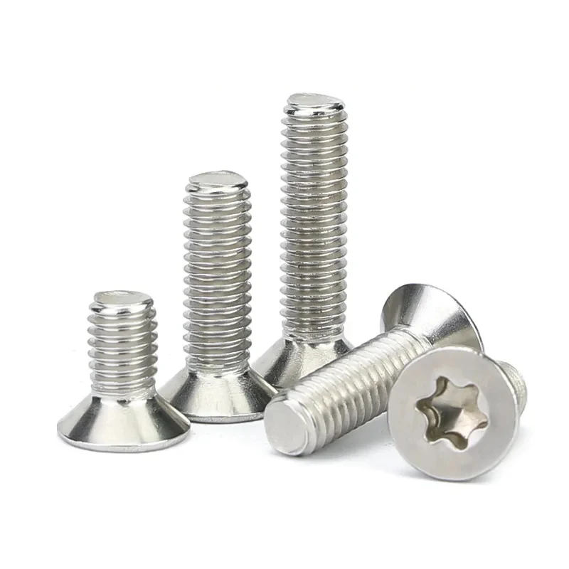 

50/ 20/ 10 /5pcs M1.6 M2 M2.5 M3 M4 M5 M6 M8 304 Stainless Steel Six-Lobe Torx Flat Countersunk Head Screw Bolt GB2673