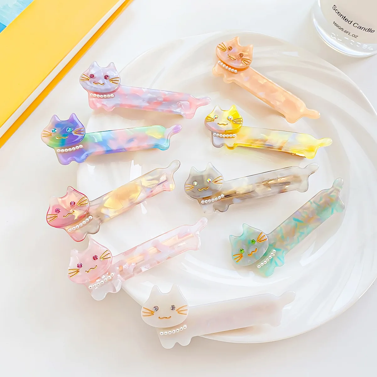 Acetate Cat Hair Clip Luxury Sweet Broken Hair Clip Hair Accessories for Women Bangs One-word Hair Clip