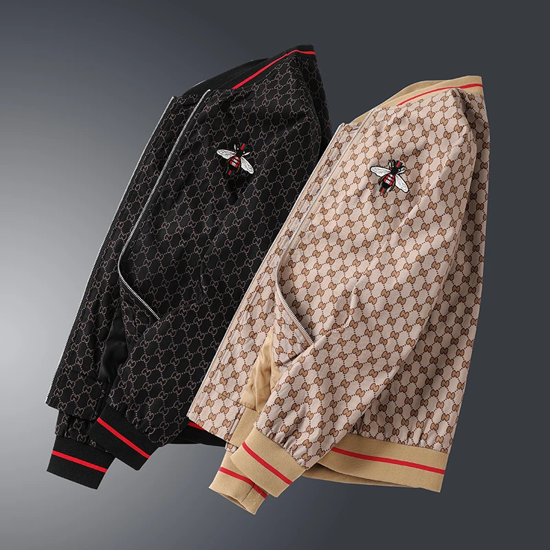 جاكيت رجالي برقبة بيسبول ، معطف بقصة ضيقة ، موضة ا...