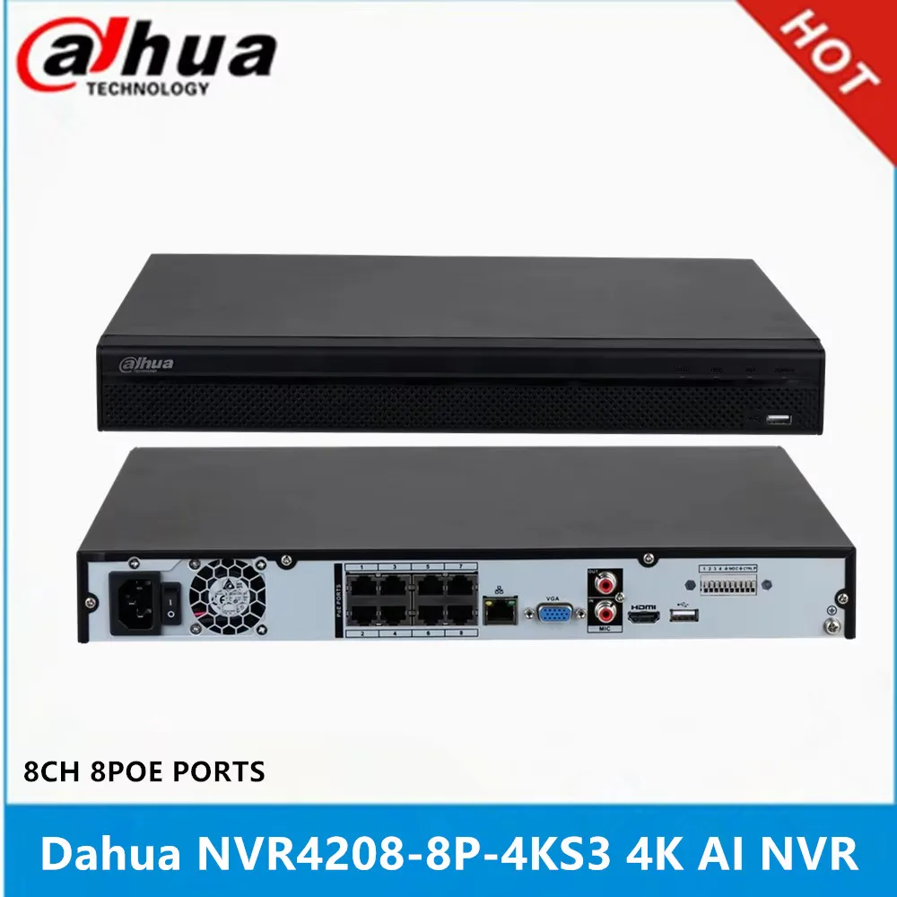 dahua　カメラ ネットワークレコーダー　NVR　8Ch　PoE 4k Dahua NVR4208-8P-4KS3 8ch with 8 PoE ports & NVR4216-16P