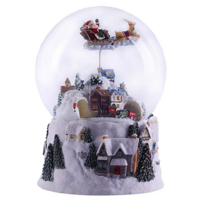 

Resin Crystal Ball Music Box Rotate Light Snow Globe Glass Lights Christmas Gift With Music Santa Claus Crafts Desktop Decor