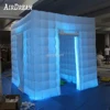 High Quality The Selfie Portable white Inflatable Photo booth Photobooth Cabin with LED Around Cube Photo tent For advertising 4