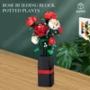 Rose Flowers Bouquet Building Block Sets with Vase,Rich Colours and Silky Feel,Botanical Collection,Creative Gifts for Adult 4