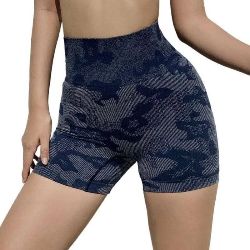 Nova camuflagem de cintura alta shorts mulheres yoga shorts de ginásio sem costura scrunch butt running esporte shorts shapewear calças