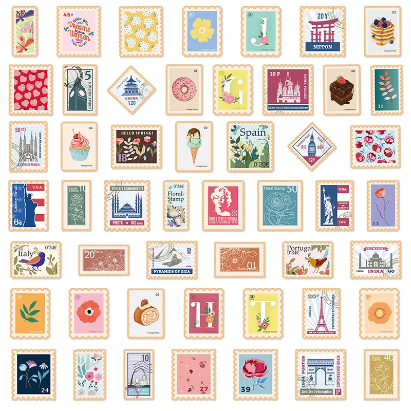 50pcs Post Stamp Stickers Vintage Postage Stamps Assortment Adhesive Paper  Sticker Decor Envelope Seal For Diary Album Scrapbook - Stickers -  AliExpress