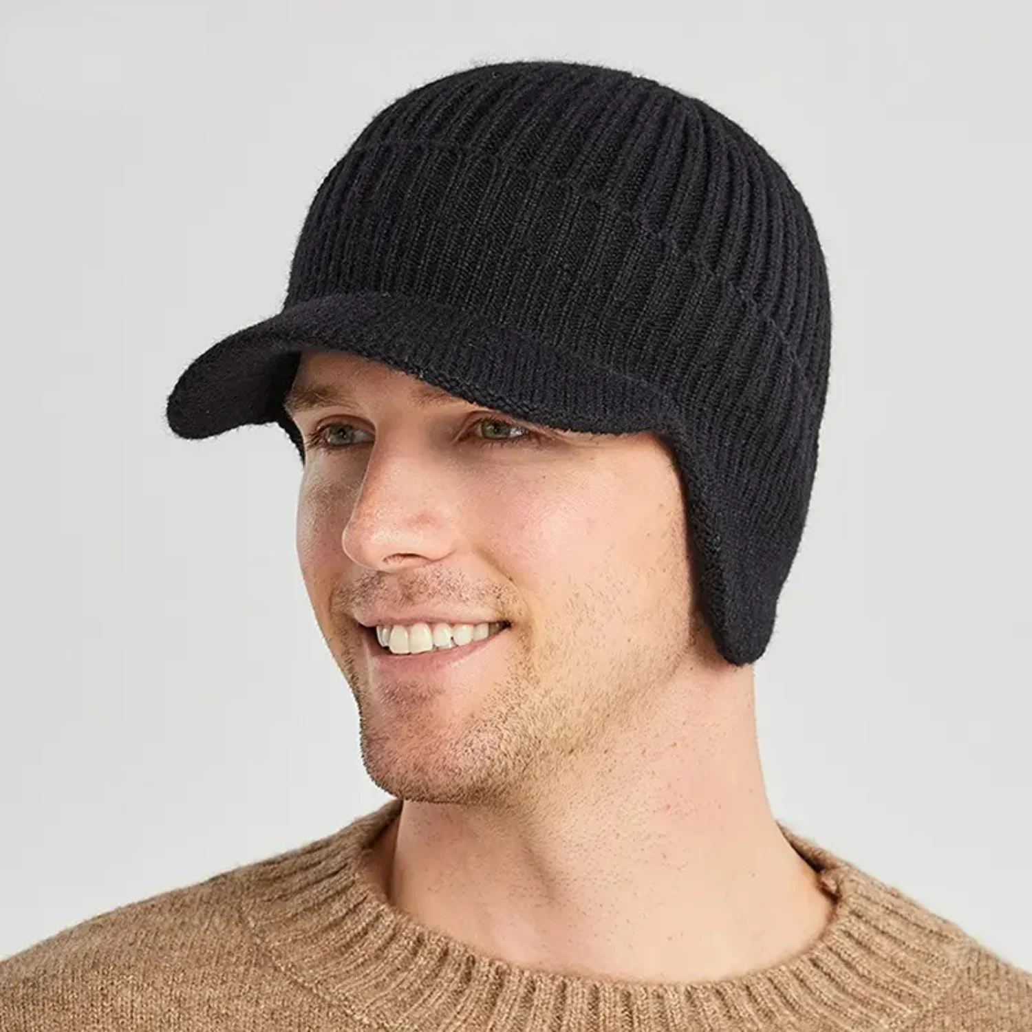 Outdoor Thickened Wool Knitted Hat Cap with Ear Protection-Windproof & Warm for Cycling and Hiking