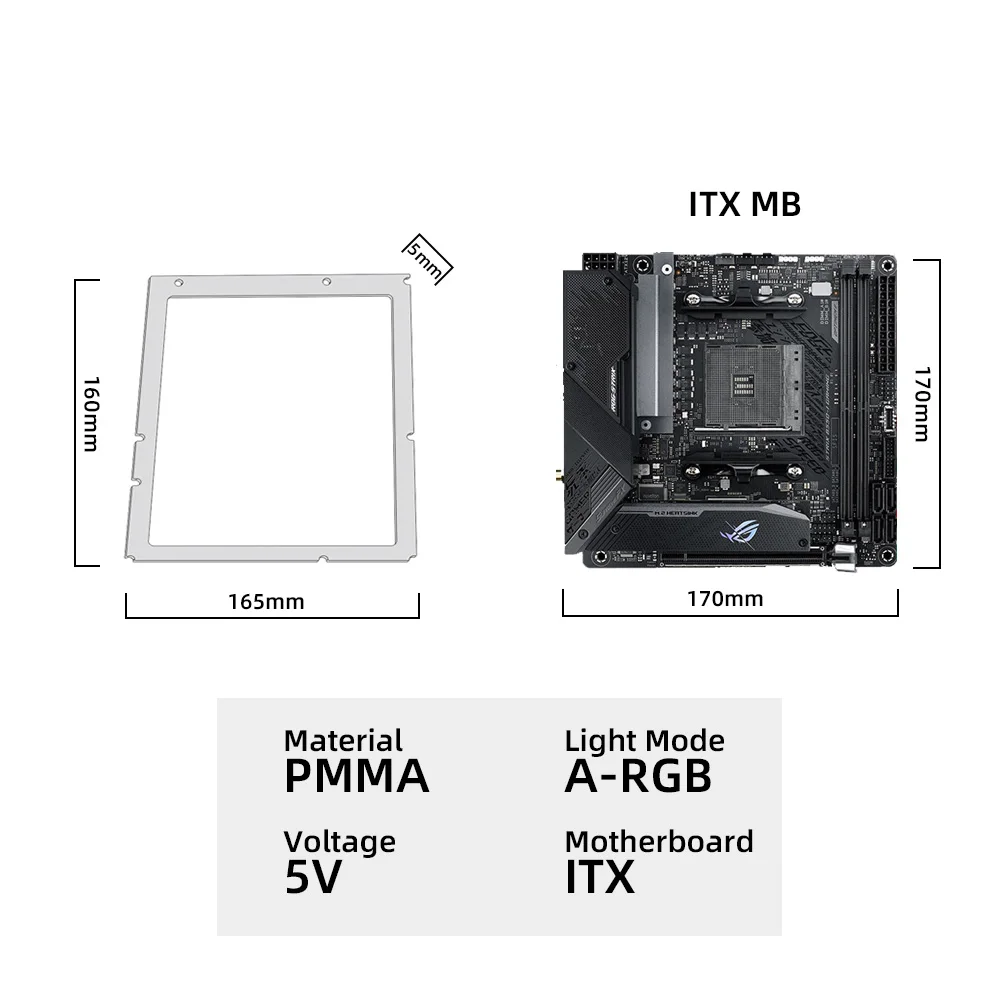 Almofada de Iluminação de Placa-mãe Acrílica Personalizada Aura Sync pc Case Painel Mod Atx Matx Itx 5v3pin A-rgb Decoração de Quadro - Imagem 6