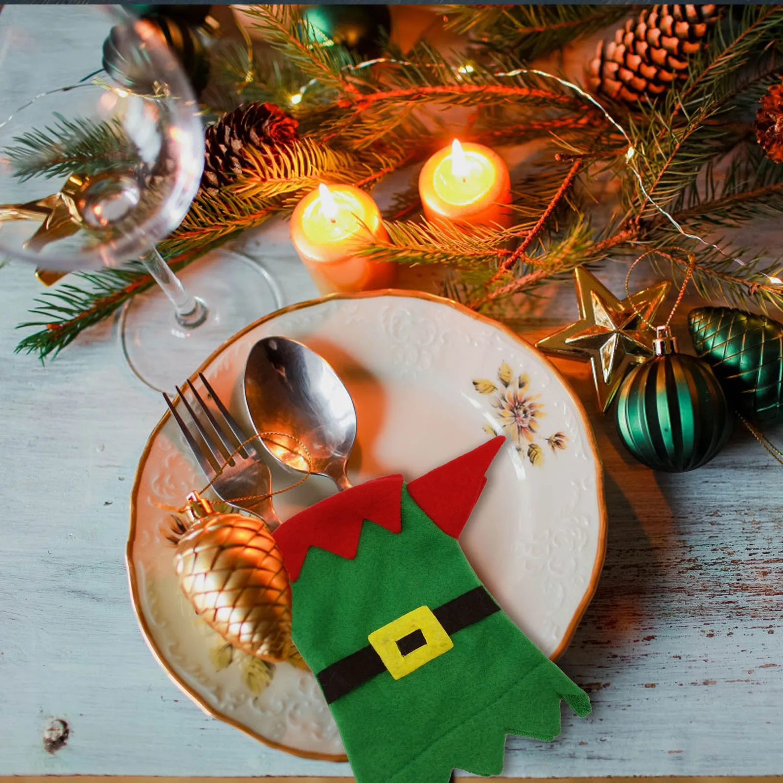 

Christmas Tableware Holder Santa Portable Cutlery Storage Bag Knife Fork Cutlery Bag Xmas Home Decor Tableware Mat