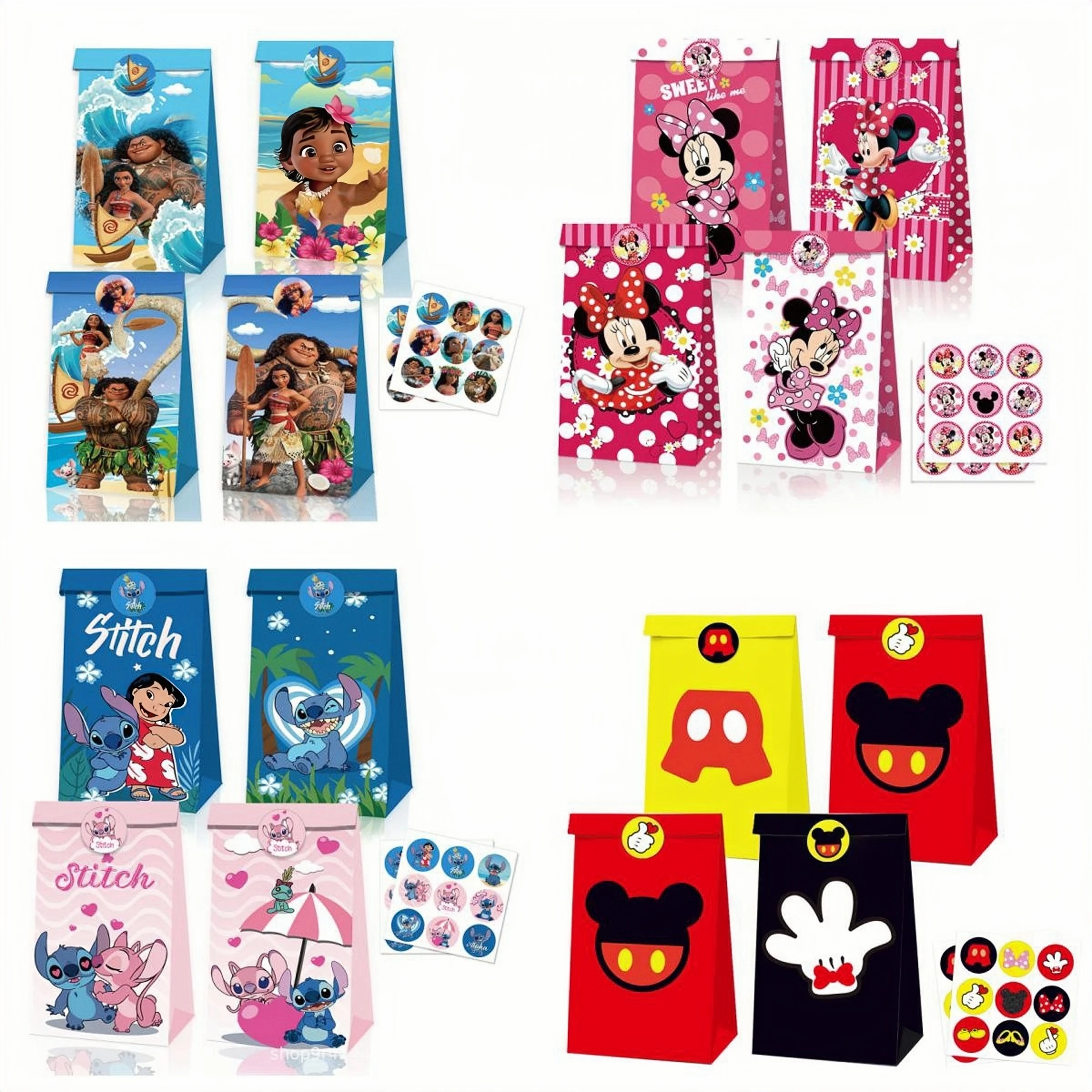 

Moana Sweet Bag Birthday Party Decorations Spiderman Kraft Paper Gift Box Mickey Minnie Candy Bag Baby Shower Kid Party Supplies