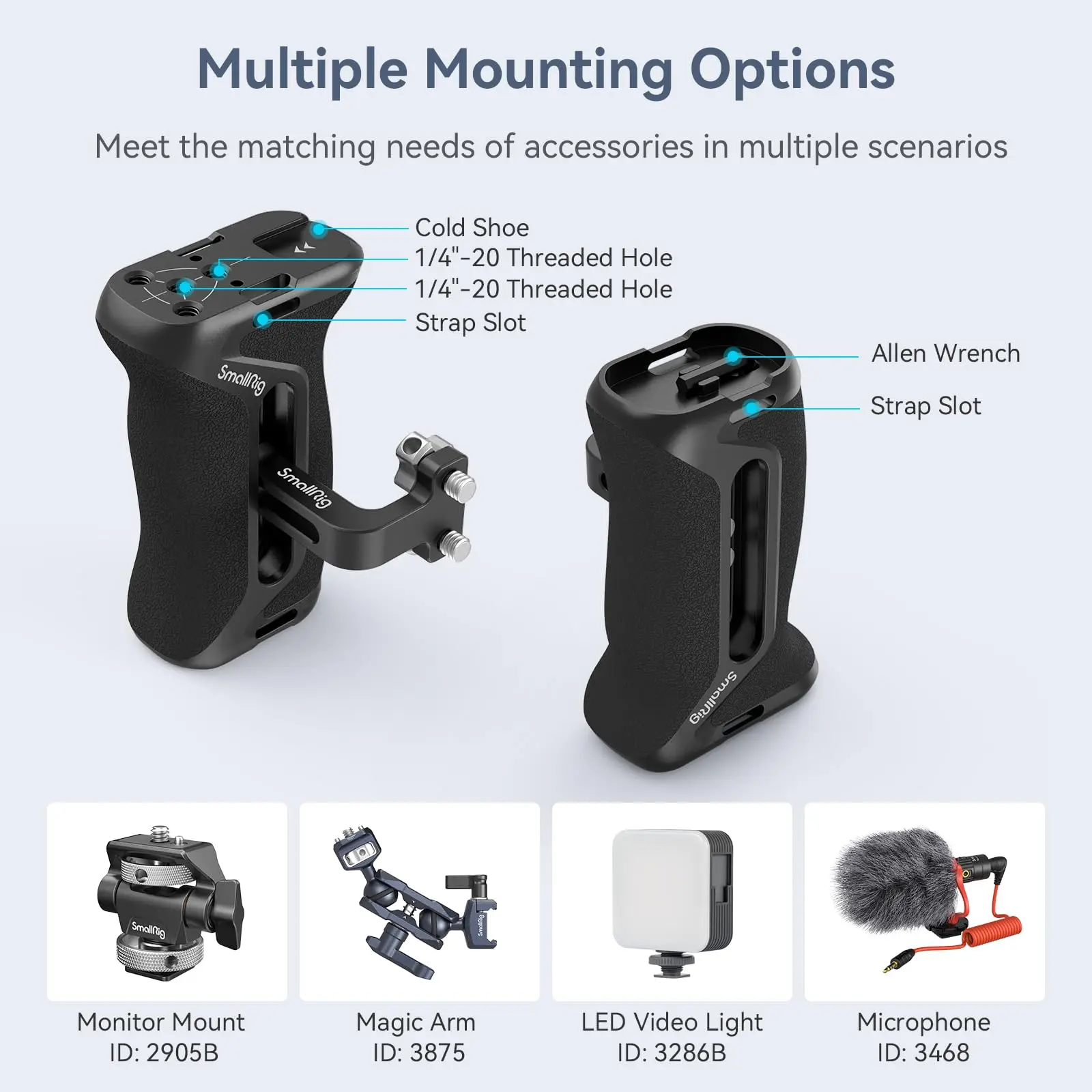 SMALLRIG ユニバーサルアルミサイドハンドルグリップ デジタル一眼レフカメラケージ用