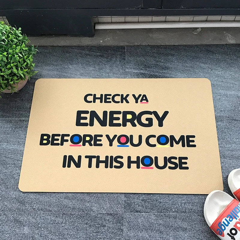 Front Door Mat Indoor Entrance Check Your Energy Before You Come in My House Welcome Mats for Front Door Doormat Non-Slip Washable Cute Mat Funny Rugs