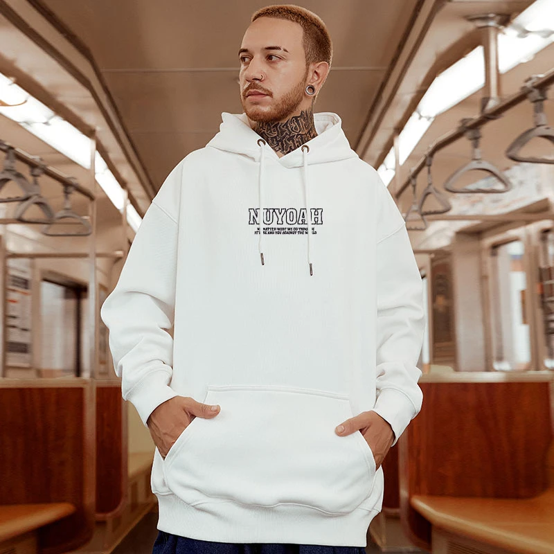 Casual Style Fashion Sweater Hooded Autumn And Winter Literary Trend New Men's Pullover Popular Print And Plush