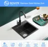 ROVATE 18x18 inch Drop in Kitchen Sink Black Nano Kitchen Bar Sink Top-mount Small Overmount Handmade 304 Stainless Steel Bar 1