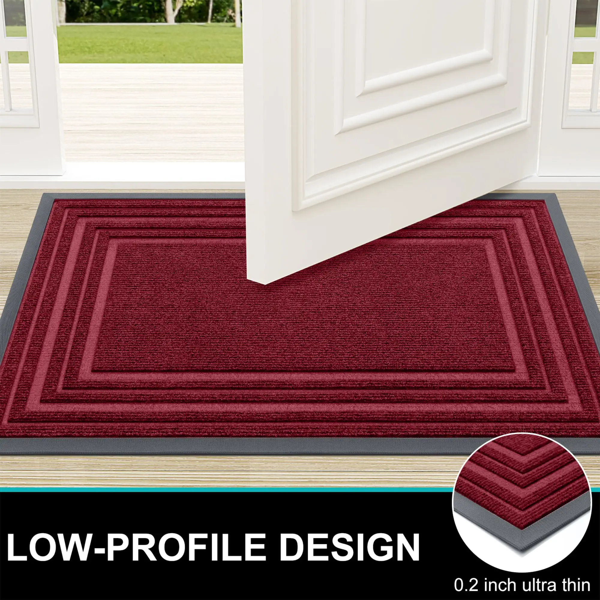 Olanly Natural Rubber Mat Non Slips Low Profile Outdoor Mat 5