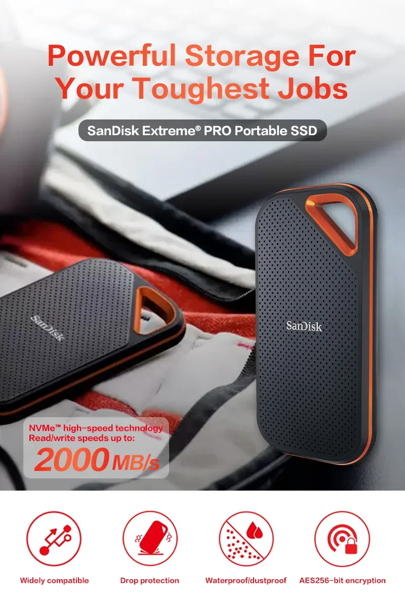 Sandisk Extreme Pro Portable SSD E81 1TB 2TB 4TB External Solid 