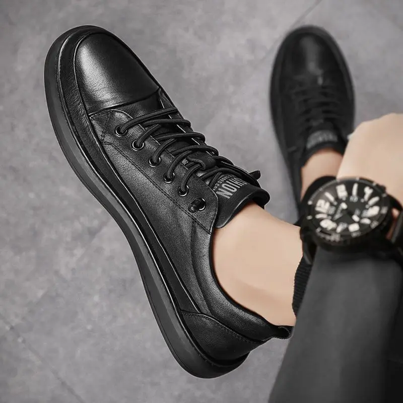 2024 New Men's Shoes Fashion Leather Men Casual Shoes Breathable Flat Shoes for Men Solid Sneakers Male Hot Zapatillas De Hombre 5