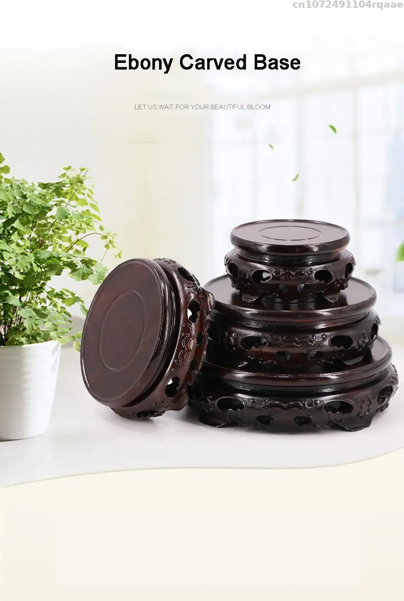Premium Miniatur Ebenholz Basen Figur Holz Display Stand Vase Blumentopf Halter Kaffee Tee Sets Sockel Bonsai Pflanzen Rack – Detail 1