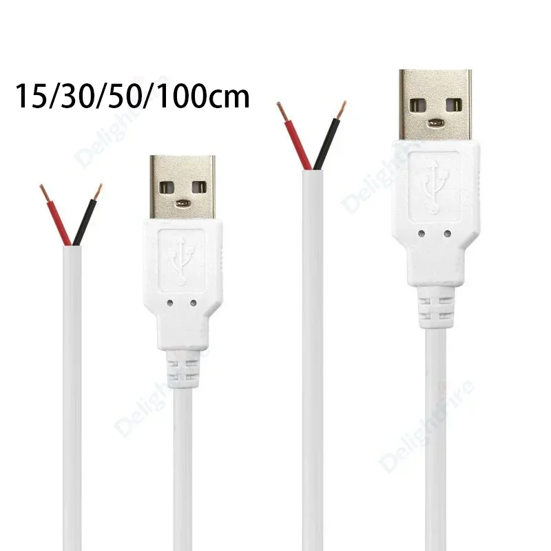 5V USB สายเชื่อมต่อ2Pin ชาย15ซม./100ซม.DIY USB เชื่อมต่อ Pigtail สำหรับ LED Single สี USB Power Strips แผ่นเรืองแสง 1