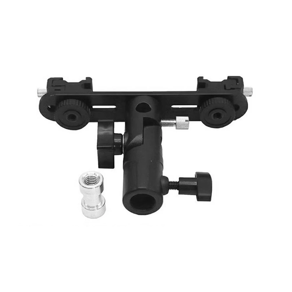 Dual Flash Bracket Umbrella Holder Light Stand Bracket Mount Double Hot Shoe Flash Umbrella Holder for Canon Nikon DSLR Camera