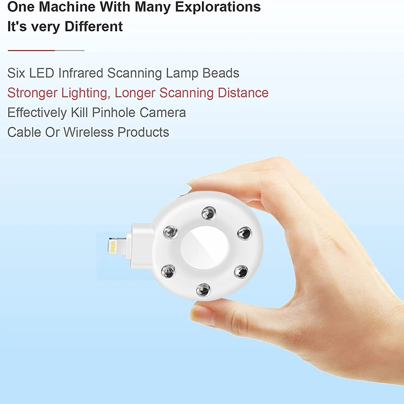 Anti-Spy Camera Detector LED Mobile Phone Anti Candid Camera Detector USB C Portable Hotel Anti-Theft Camera For iOS Android
