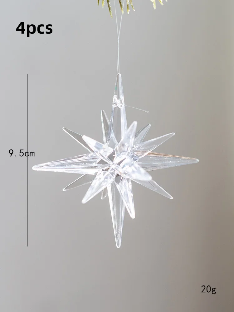 Christmas Decorations 4pcs/set Blingbling Christmas Tree Decoration Pendant Christmas Ornament Champagne White Explosive Star