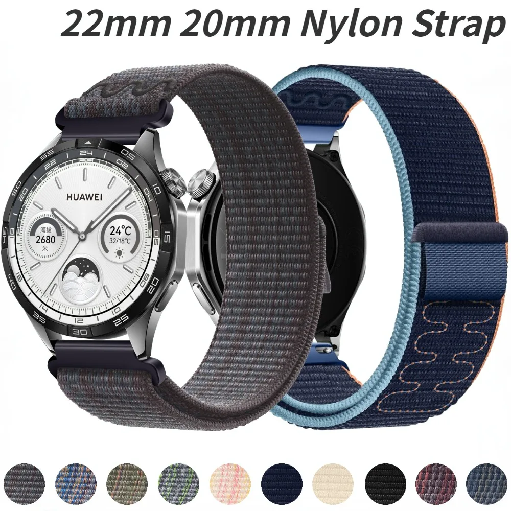 

Nylon Loop Strap for Huawei Watch GT4 46mm/4 Pro/GT3 GT2 2e Bracelet for 20 22mm Samsung Watch 3/4/5/6/Gear S3/Amazfit GTR/GTS