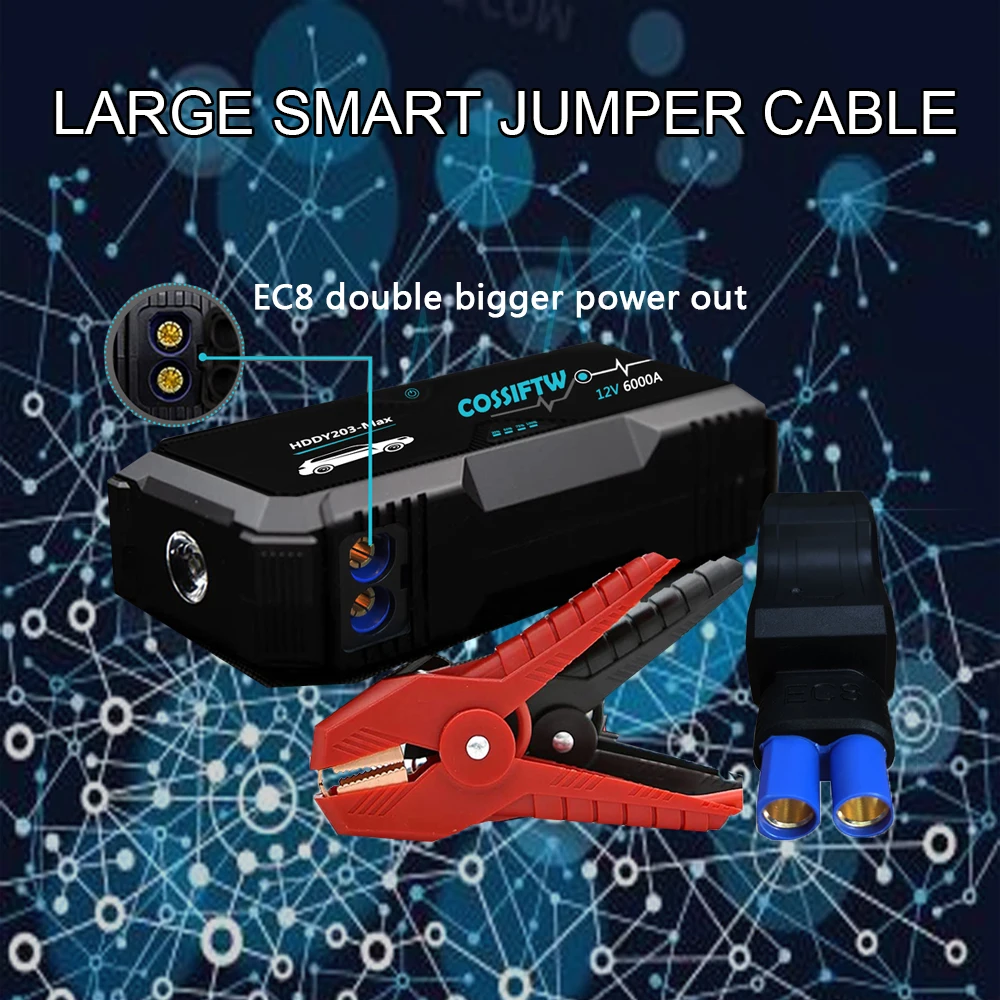 12V Car Jump Starter Power Bank with Flashlight Battery Booster Charger Starting Device Auto Emergency Start-up