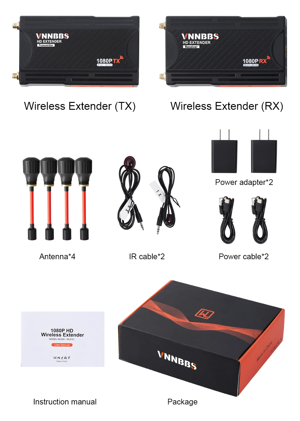 Wireless HDMI Transmitter and Receiver 300M Video Extender kit Lollipop Antenna