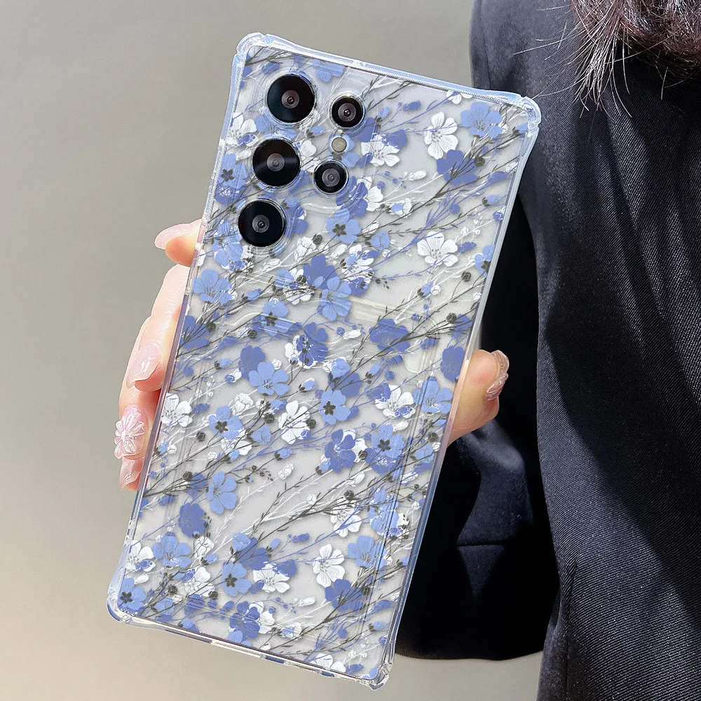 Floral Soft TPU Card Holder Phone Case