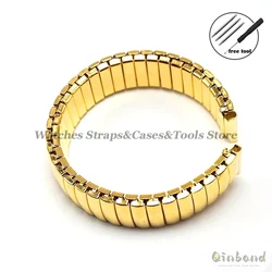 Stainless Steel Stretch Expansion Watch Band - Retractable Metal Elastic Strap Bracelet - 22mm (Gold)