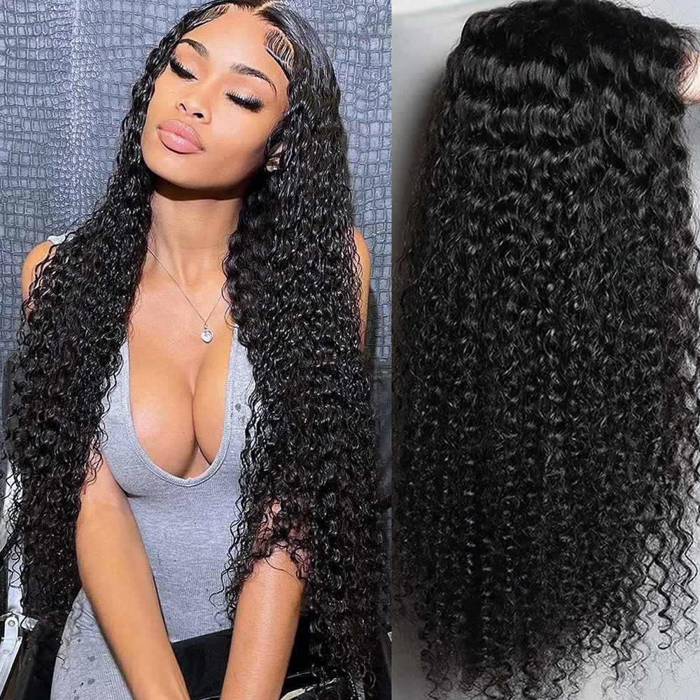 

Lace Front Wig Kinky Curly Human Hair Wigs PrePlucked HD Transparent 13x6 Lace Frontal Wigs Brazilian Human Hair Wig for Women