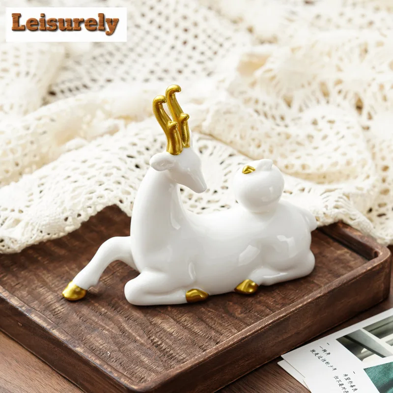 Safe Journey Deer Tea Pet Antique Fish Tank Landscaping Tea Figurine Play Toys Tea Statue Ornaments Tea Table Accessories Craft