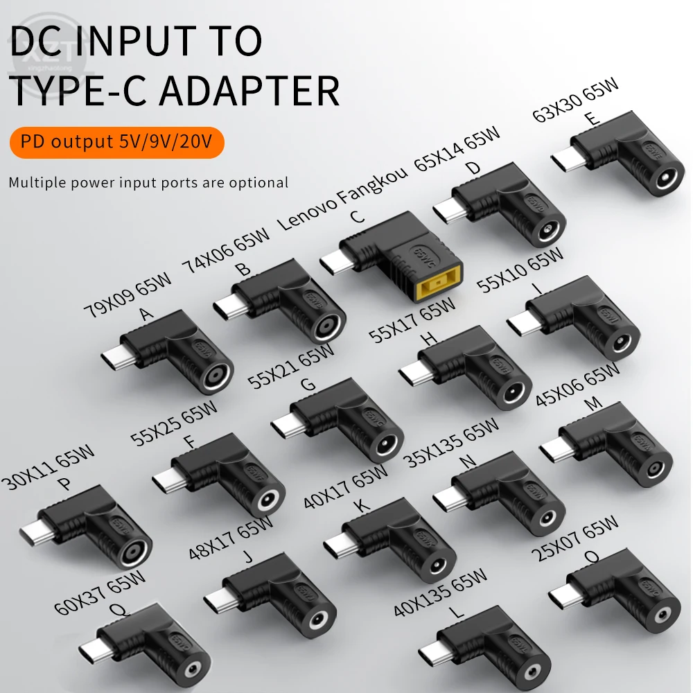 USB Adapter USB to DC Adapter Laptop Power Adapter Power Adapter DC Power Converter Type C to DC Adapter Power Plug Adapter 65W USB Type-C Male To DC 4.8*1.7 5.5*2.1 5.5*2.5 Power Female Connector Laptop Adapter Converter Plug for Lenovo Hp Asus